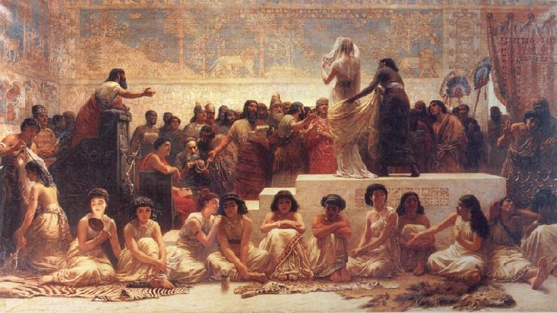 Edwin long,R.A. The Babylonian Marriage Market Germany oil painting art